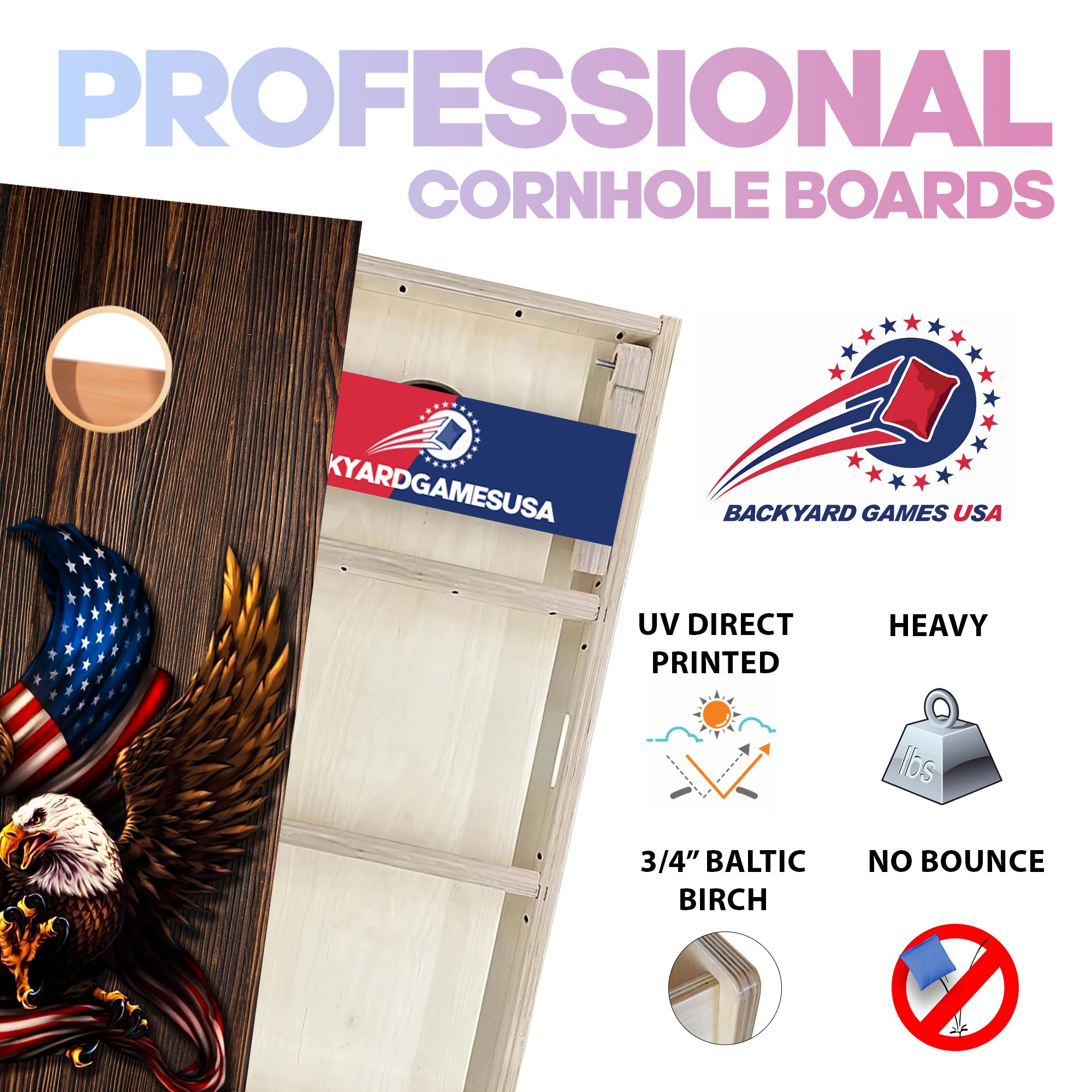 Eagle Windy Flag Professional Cornhole Boards