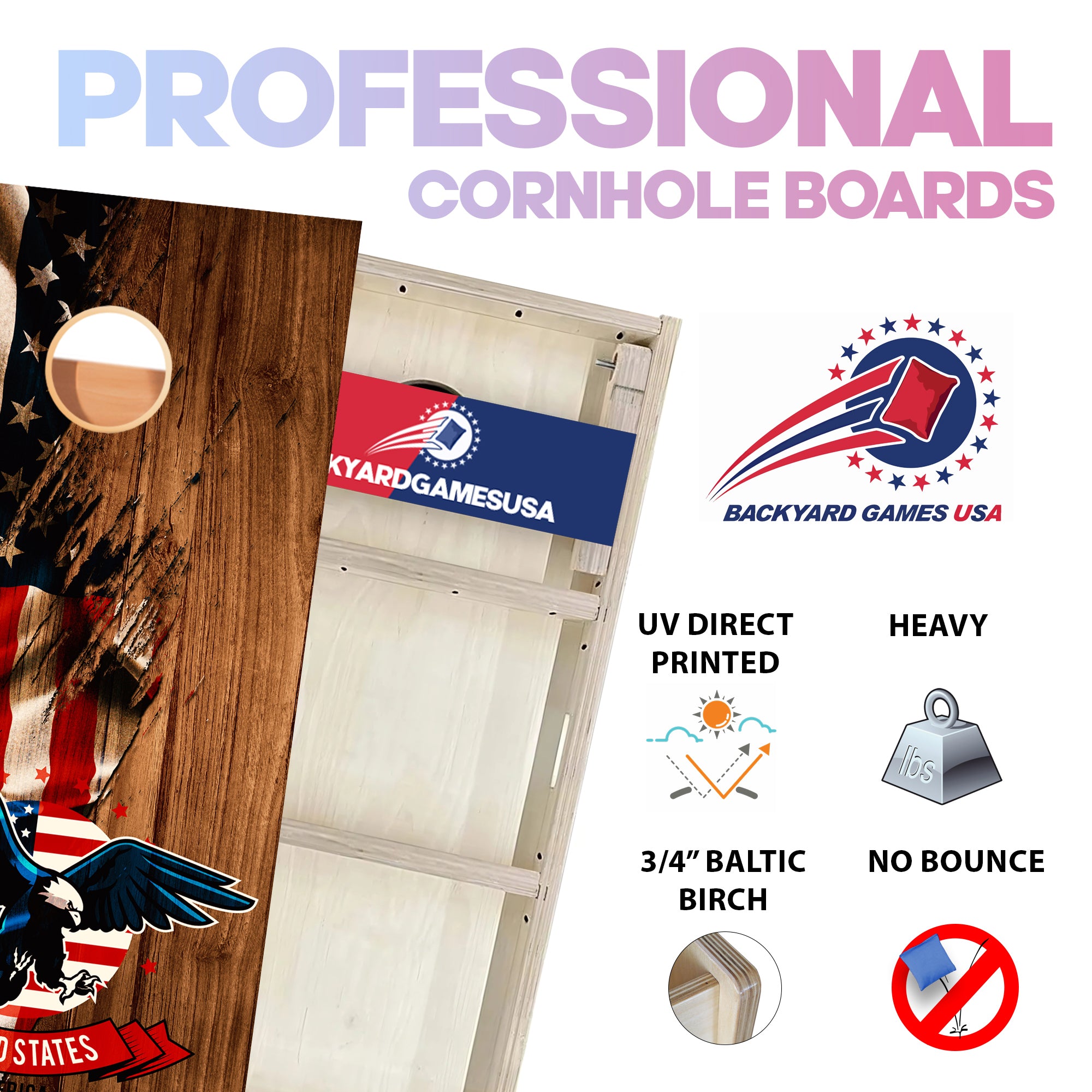 Flying Eagle Flag Professional Cornhole Boards