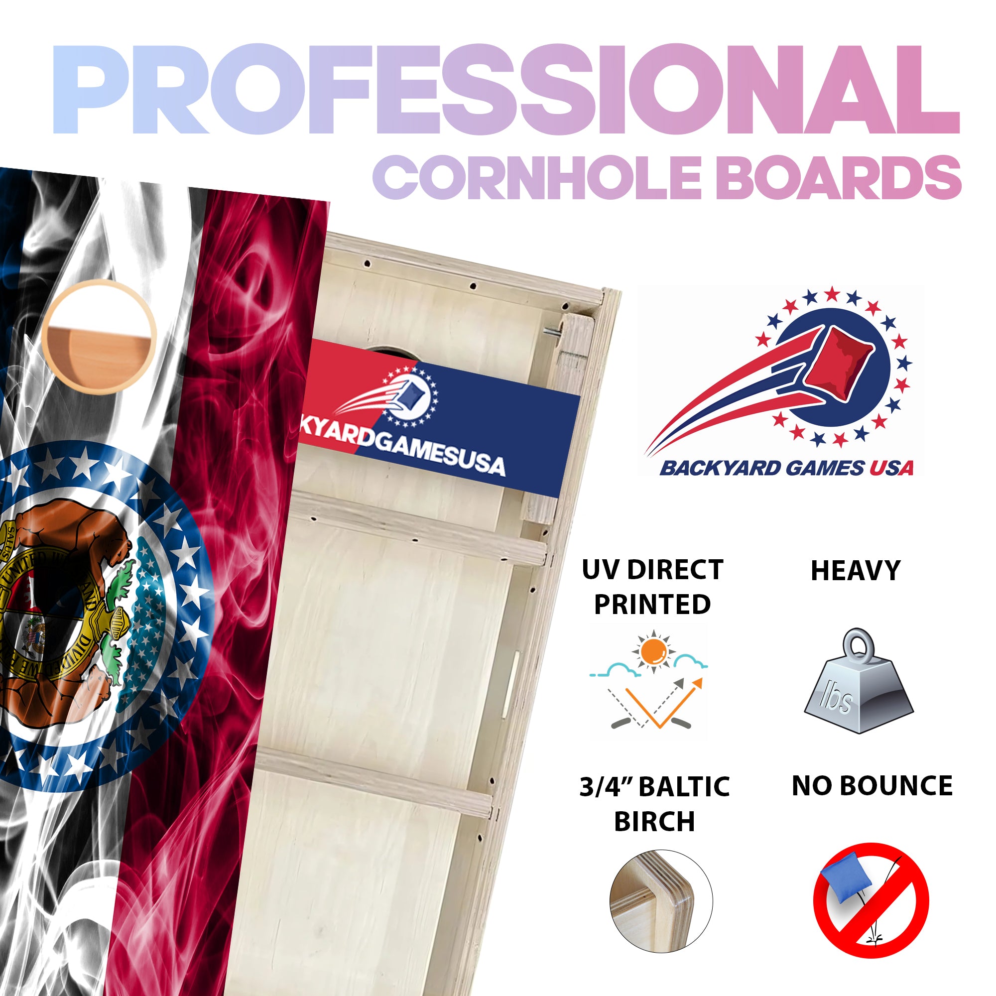 Missouri Windy Flag Professional Cornhole Boards