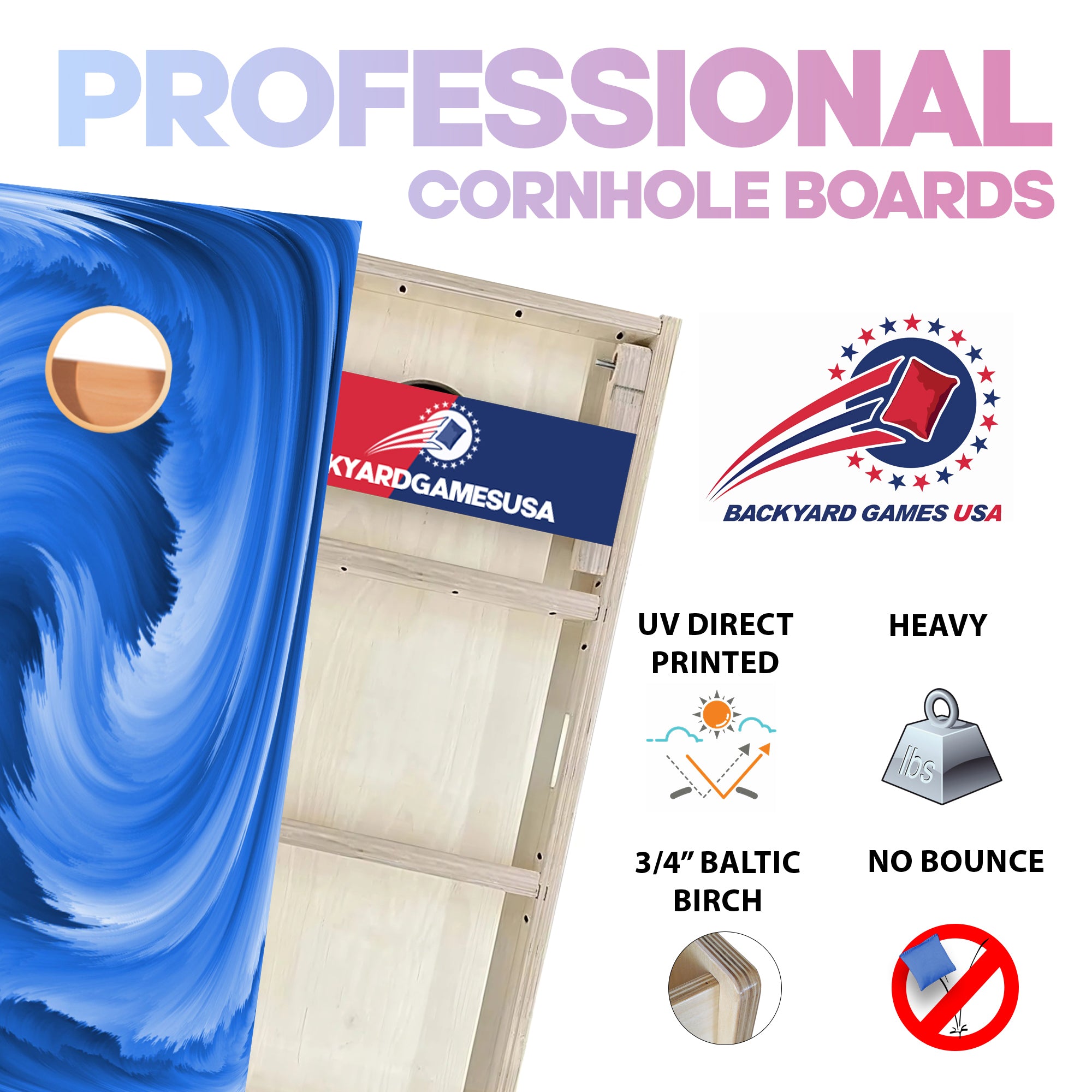 Blue Swirl Professional Cornhole Boards