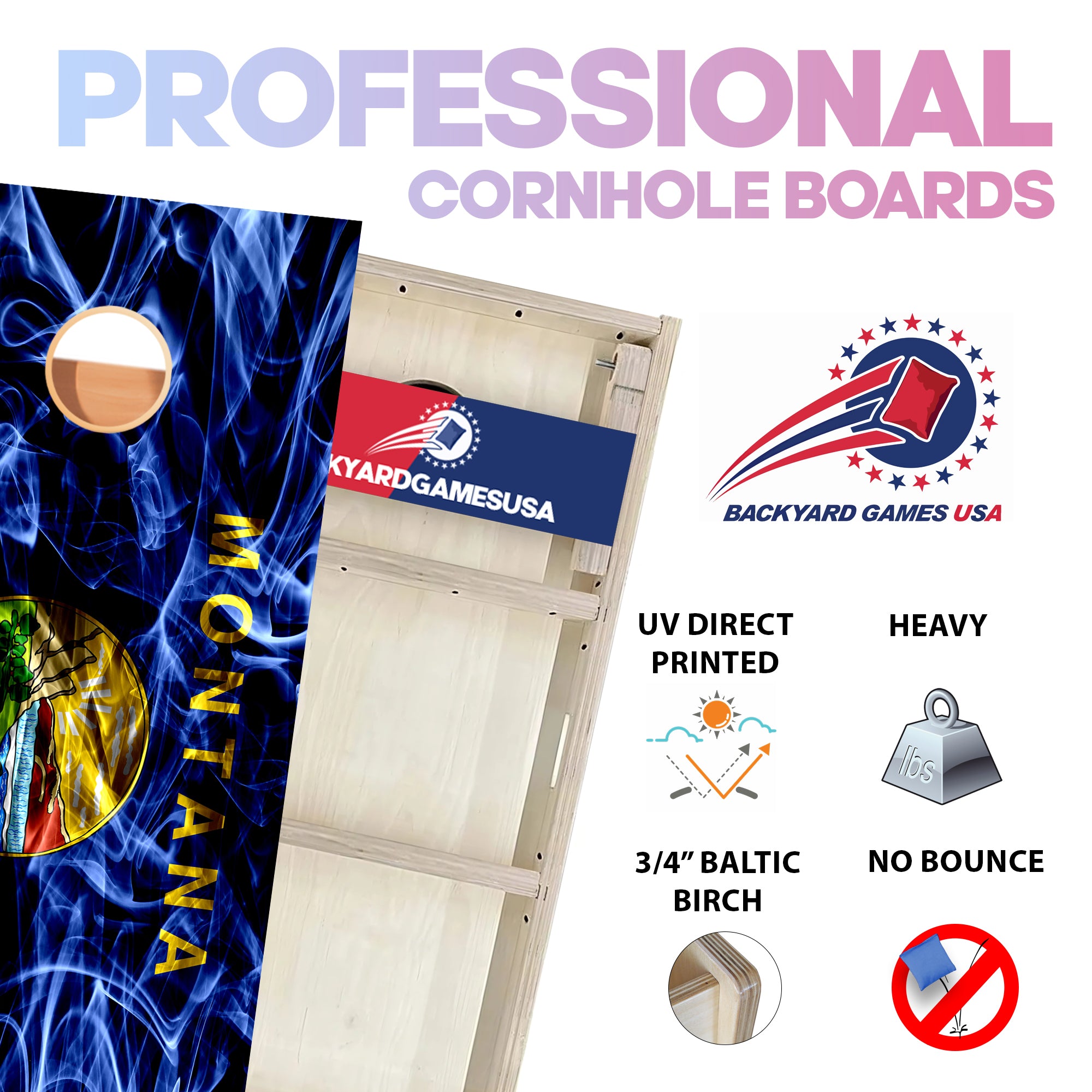 Montana Windy Flag Professional Cornhole Boards