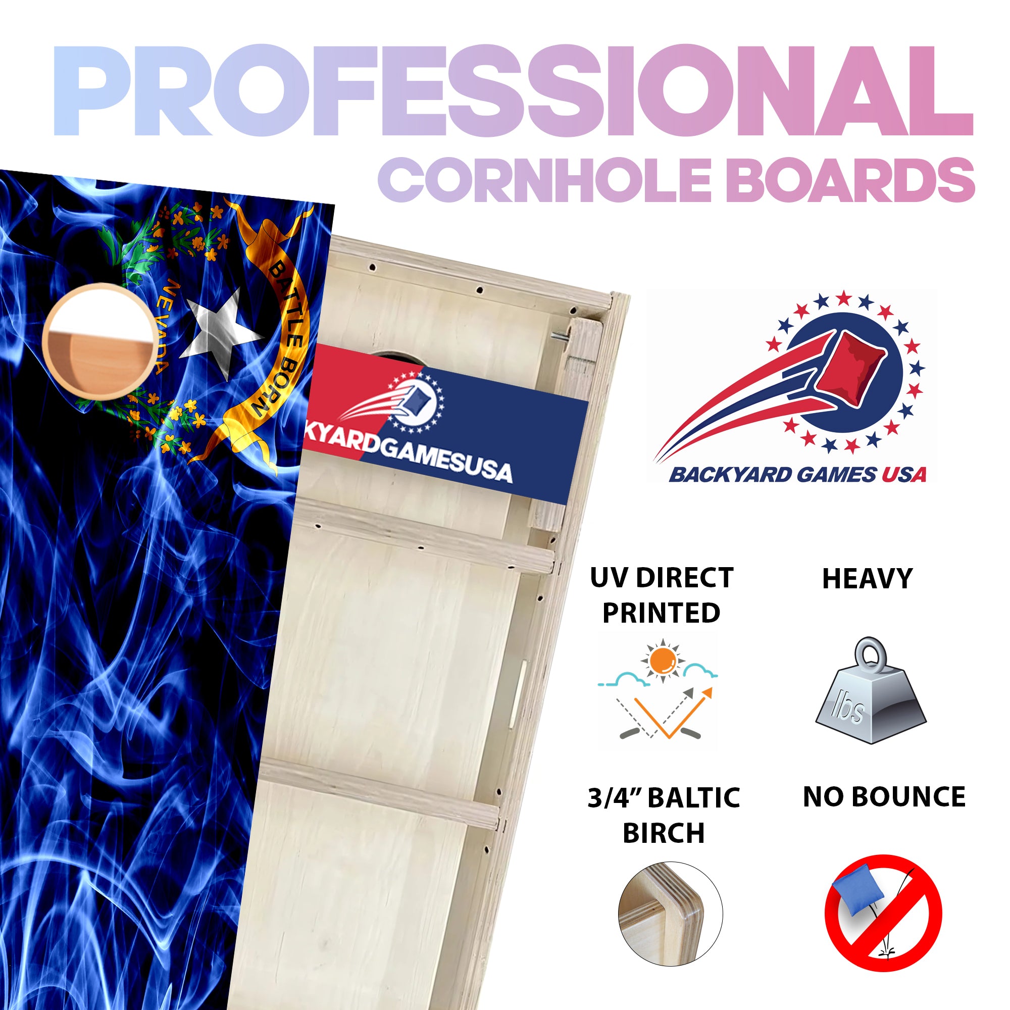 Nevada Windy Flag Professional Cornhole Boards