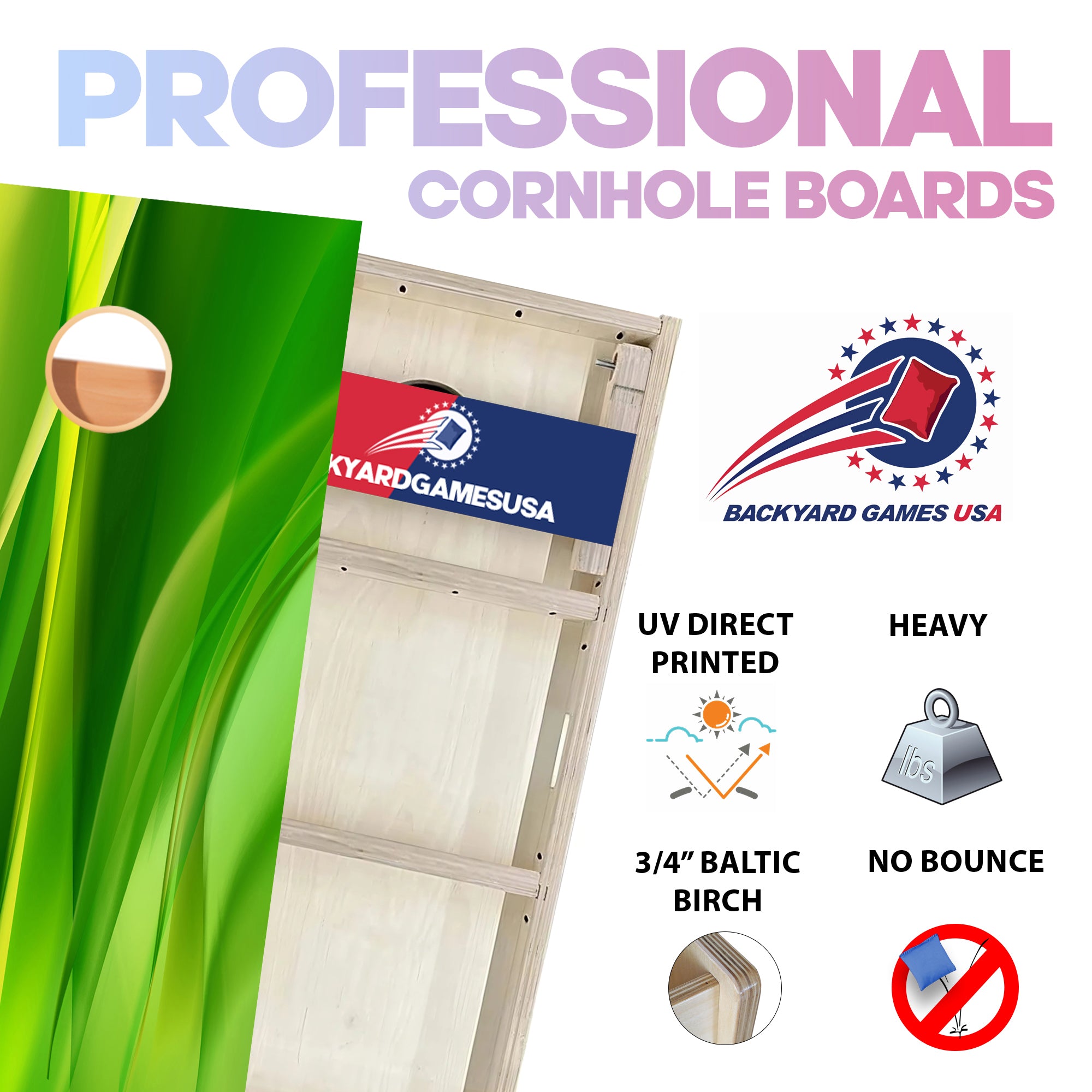 Green Pattern Professional Cornhole Boards
