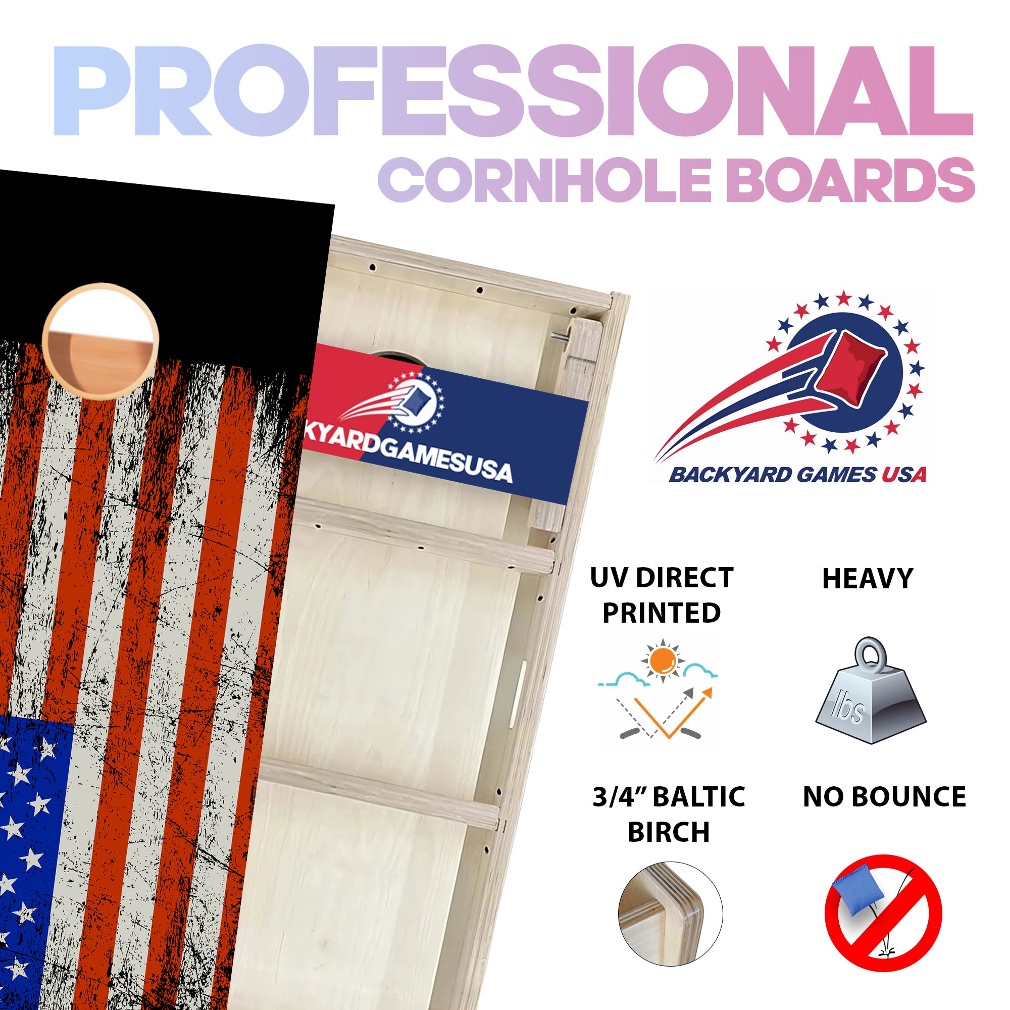 Distressed Flag Professional Cornhole Boards