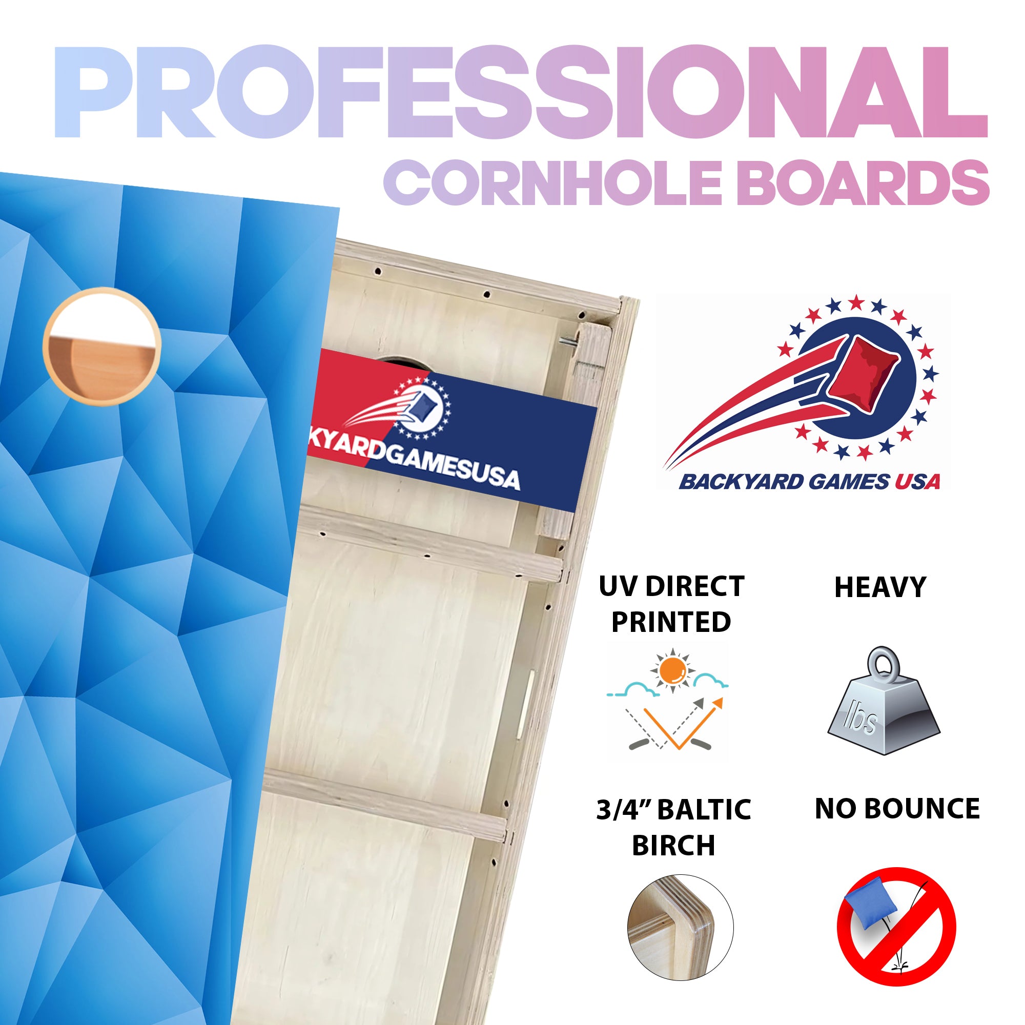 Blue Shape Pattern Professional Cornhole Boards