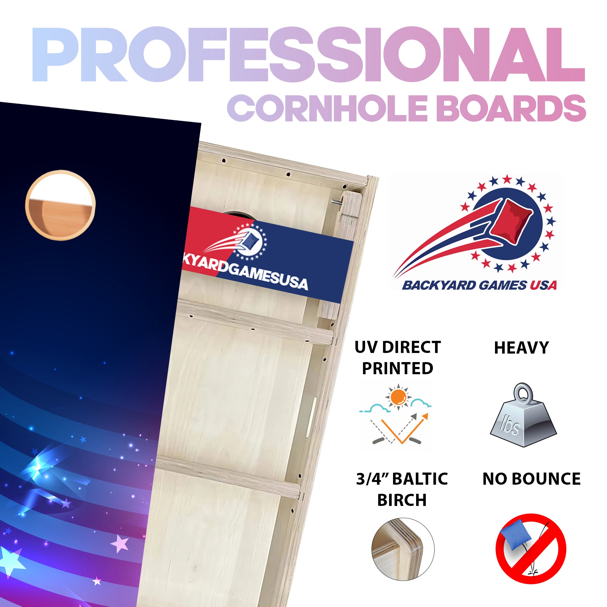 Glowing Flag Professional Cornhole Boards