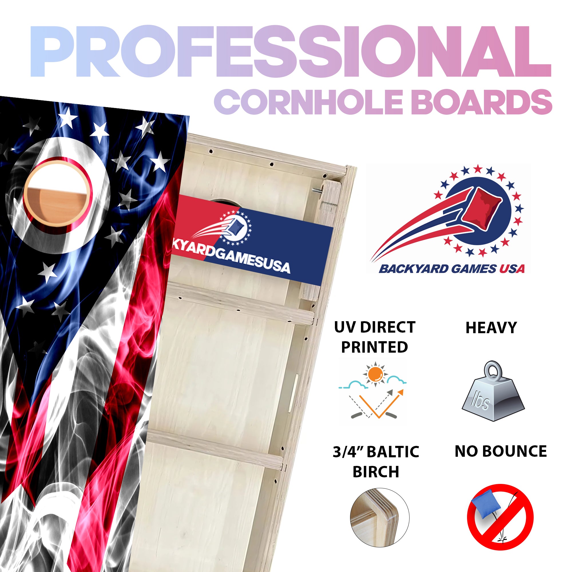 Ohio Windy Flag Professional Cornhole Boards
