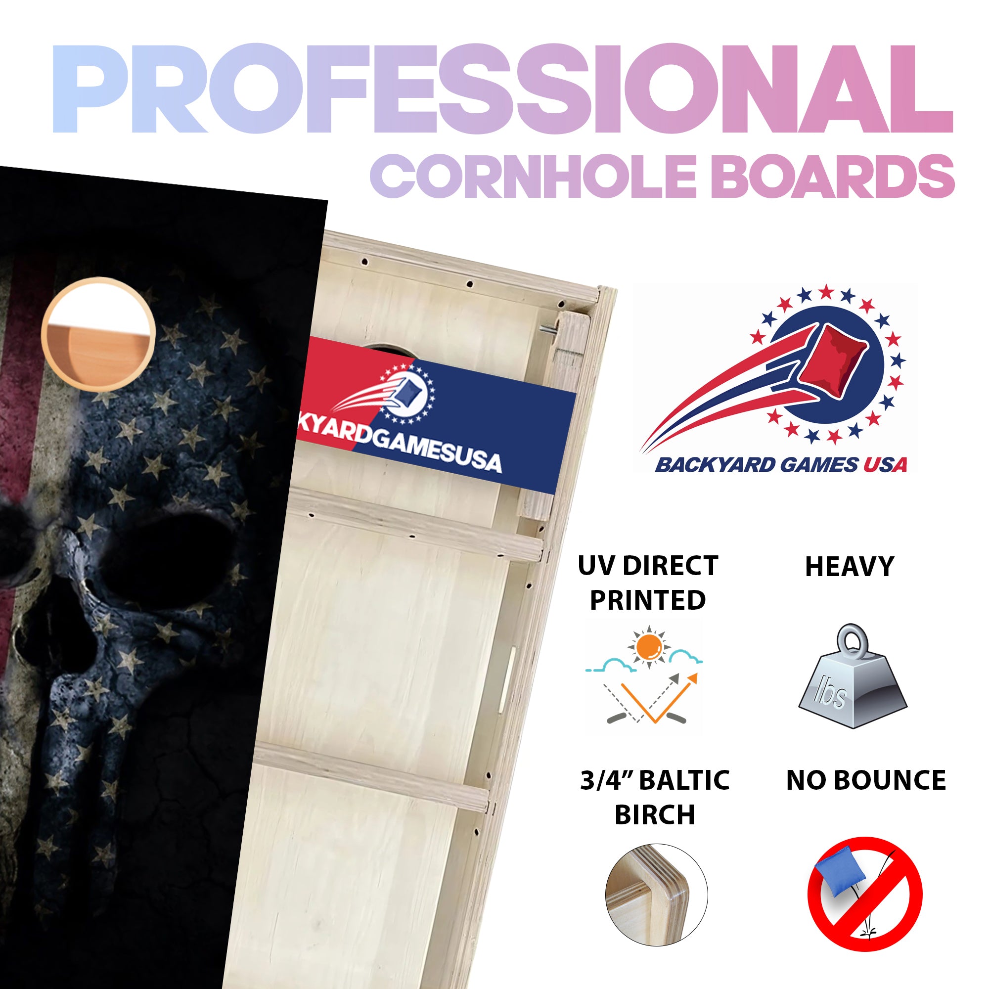 Faded Skull Professional Cornhole Boards