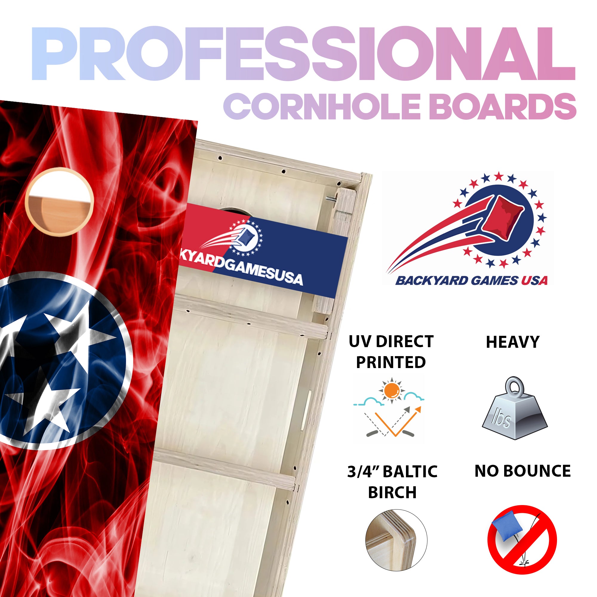 Tennessee Windy Flag Professional Cornhole Boards