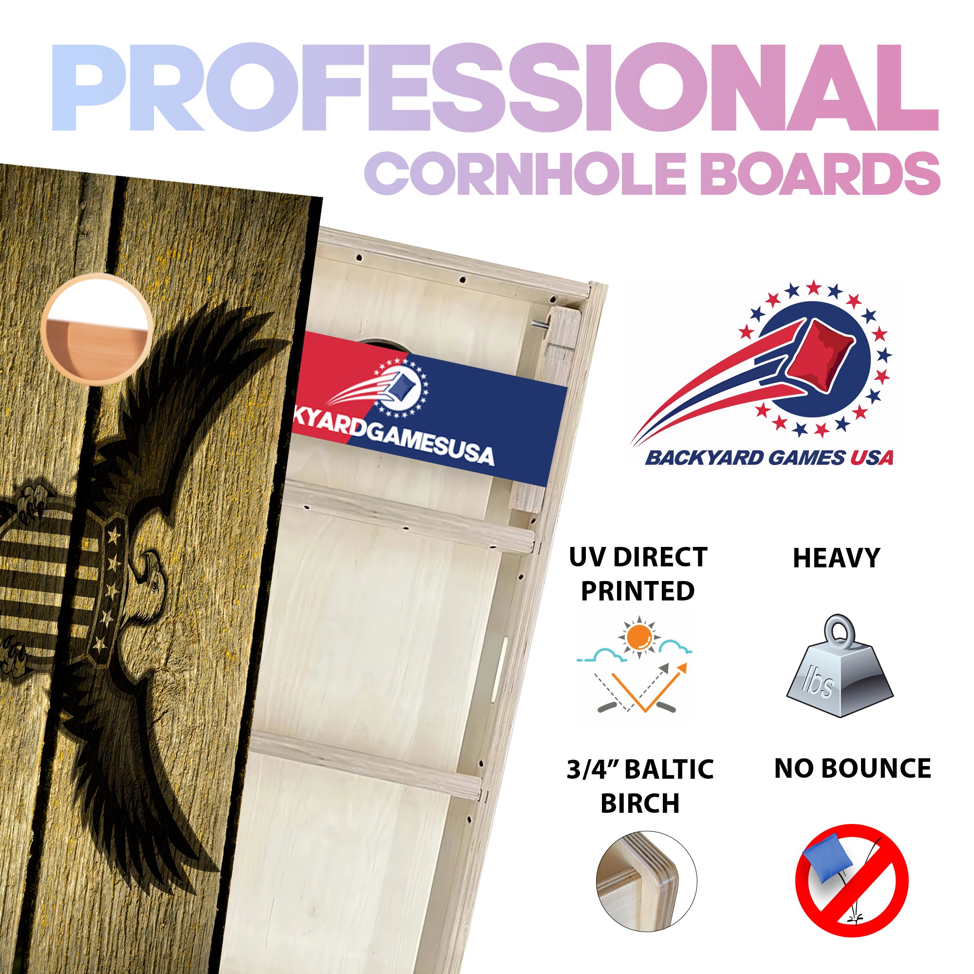 Eagle Emblem Wood Professional Cornhole Boards