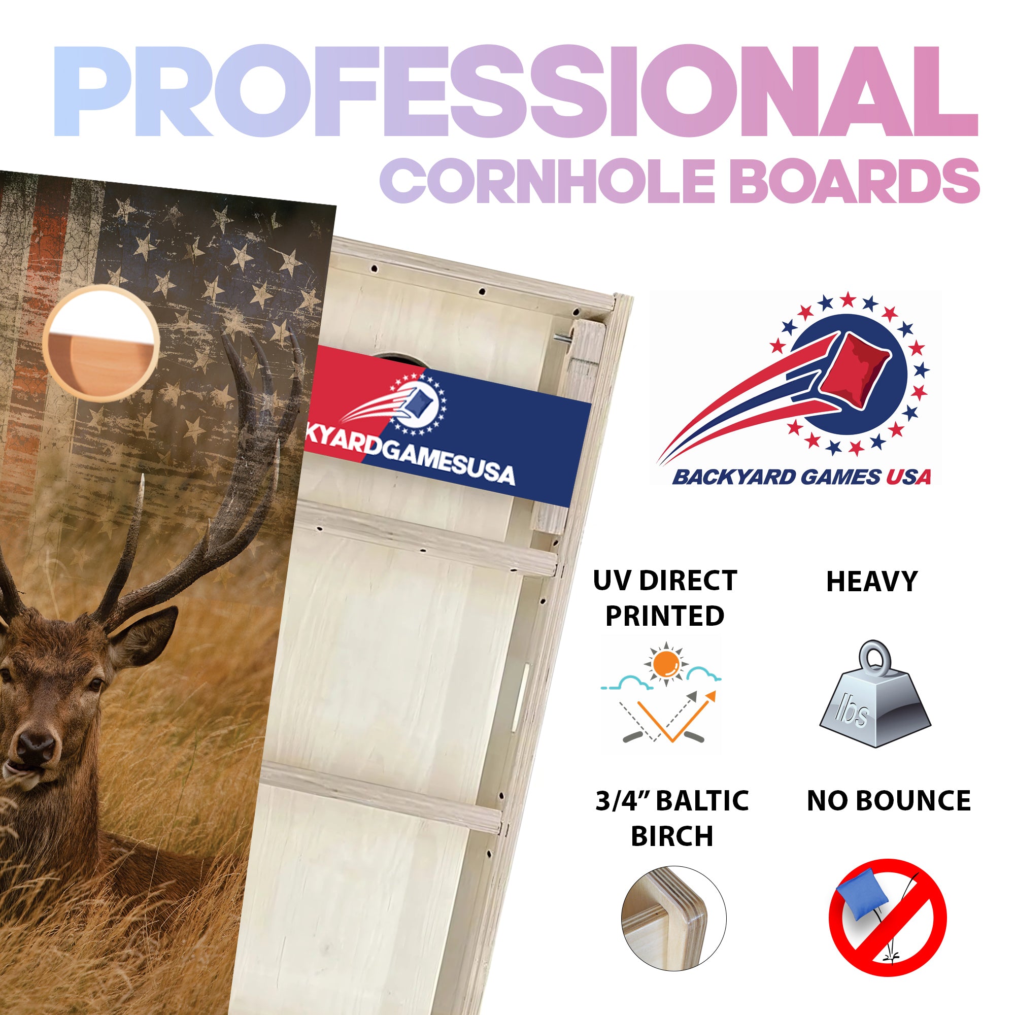 Deer Flag Professional Cornhole Boards