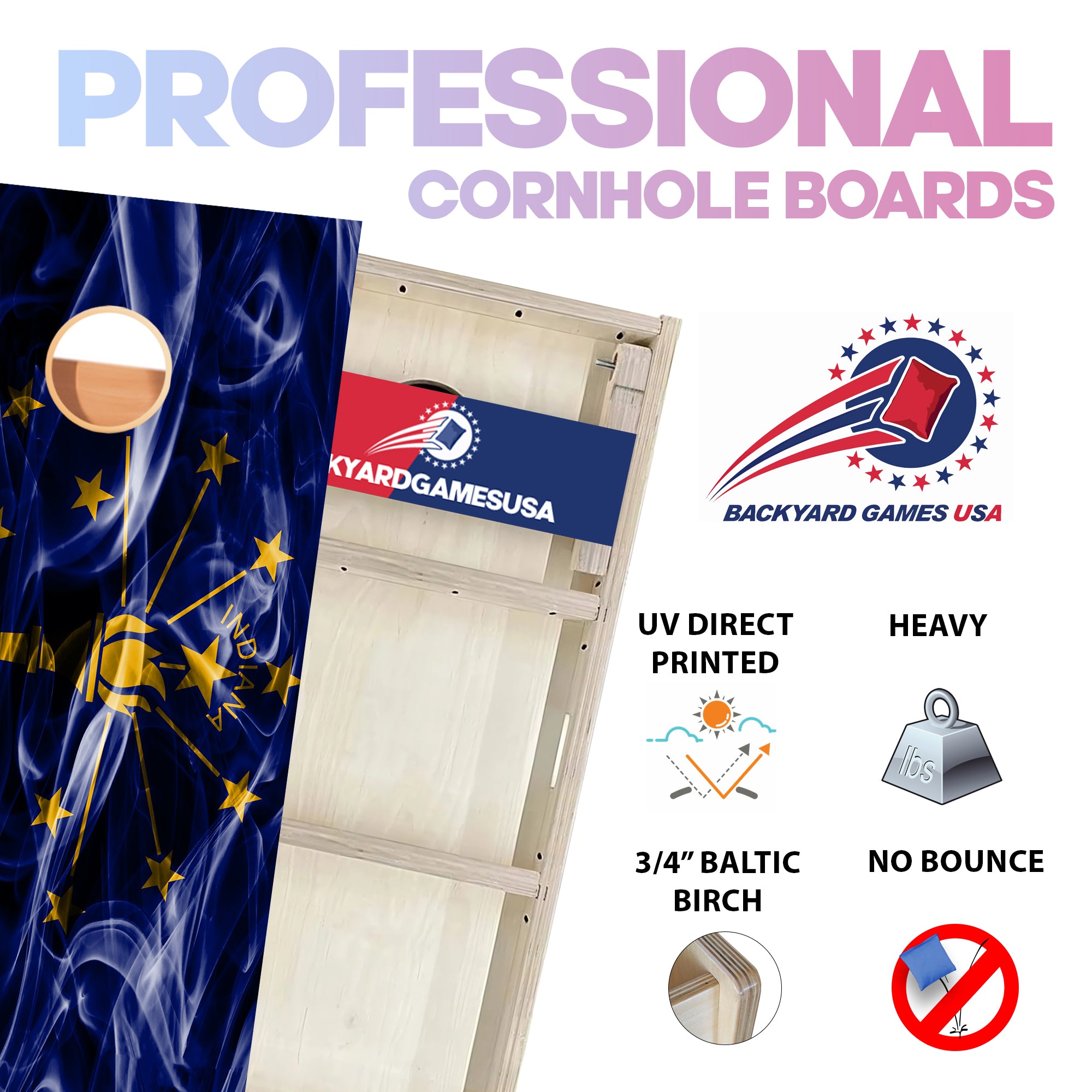 Indiana Windy Flag Professional Cornhole Boards