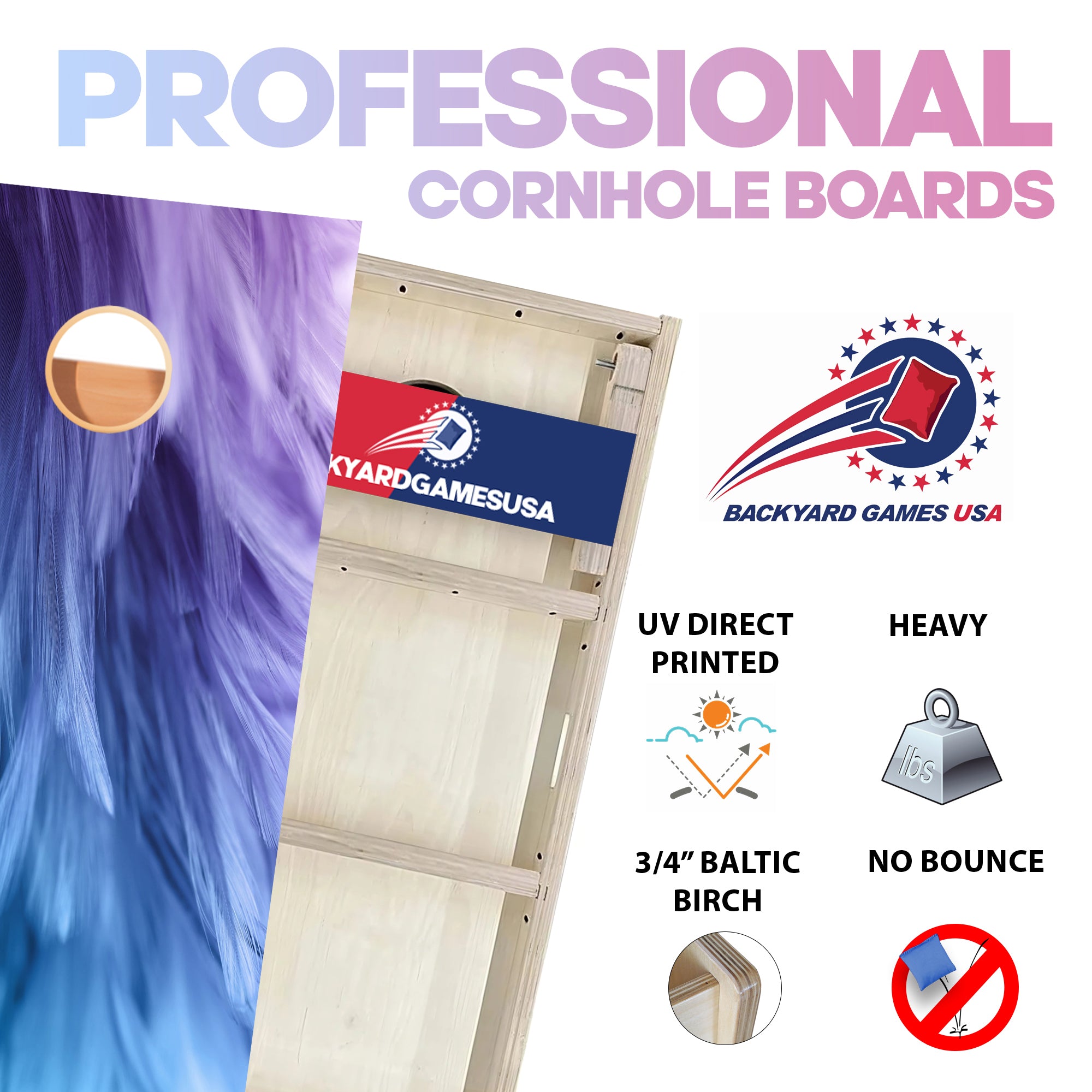 Purple Feathers Professional Cornhole Boards