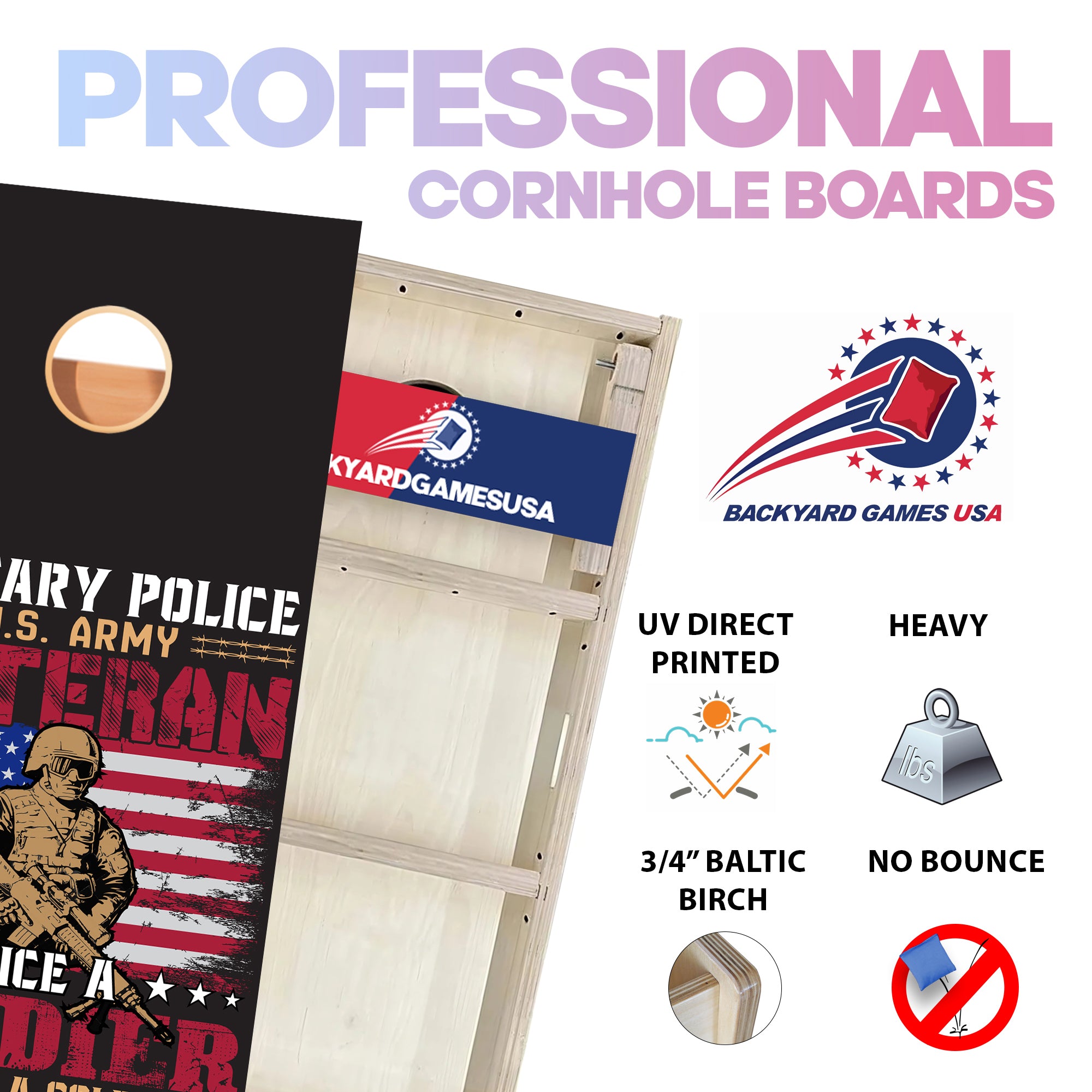 Military Power Veteran Professional Cornhole Boards