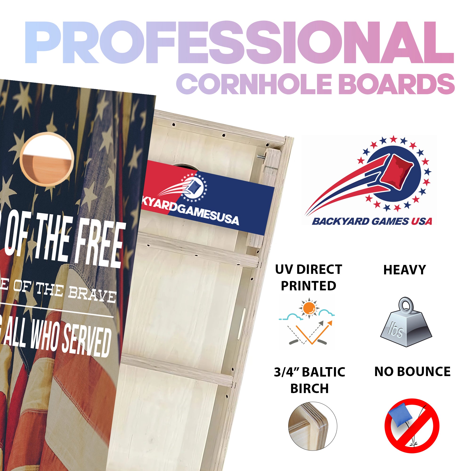 Land of Free Professional Cornhole Boards