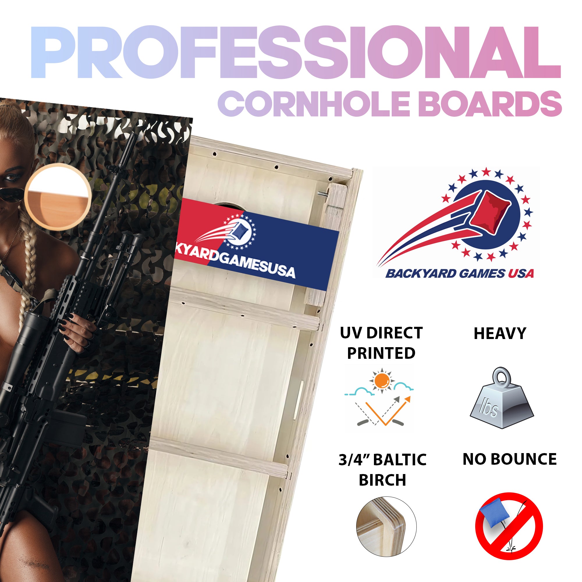 Army Girl Professional Cornhole Boards