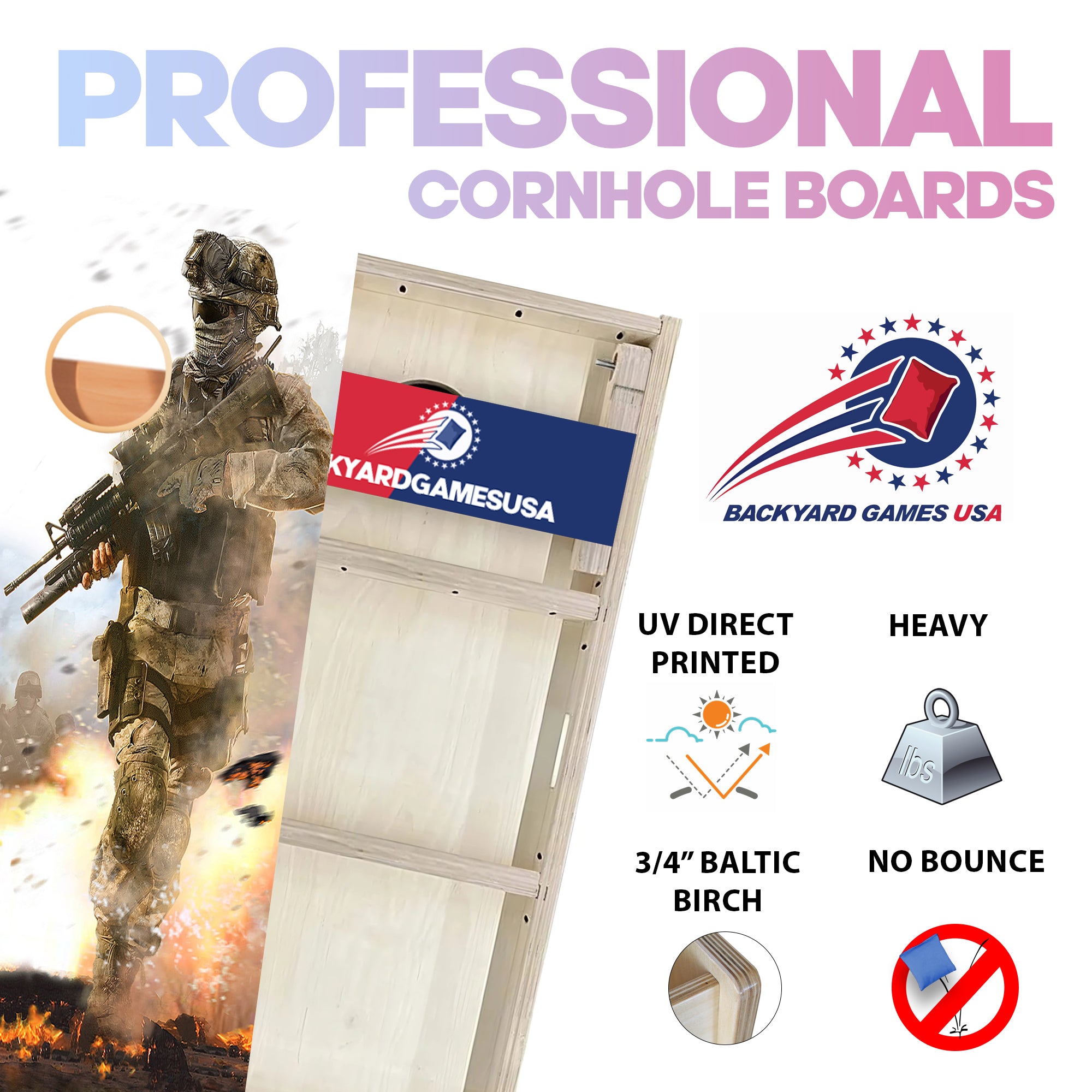 Soldier Battle Professional Cornhole Boards