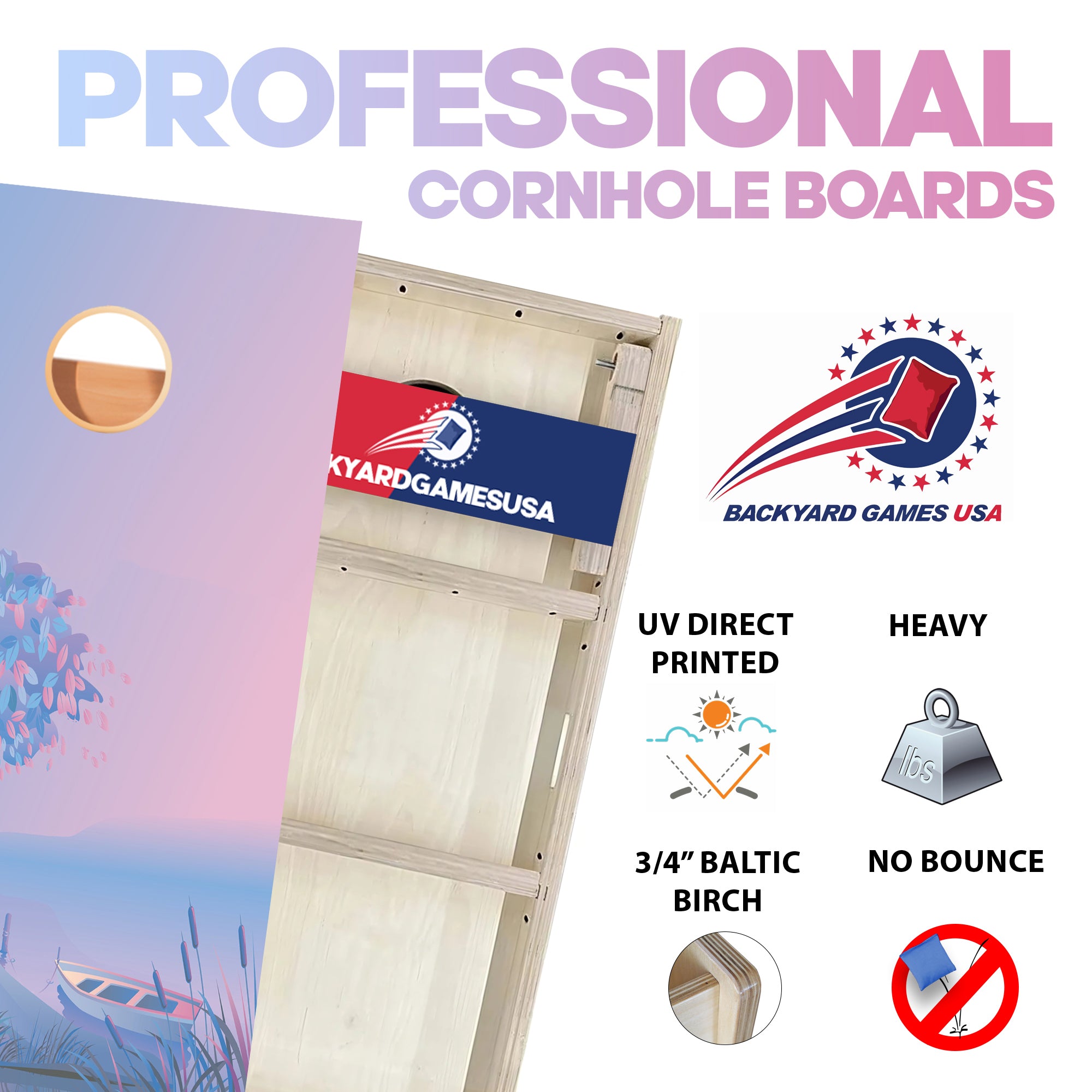 Tree and Boat Professional Cornhole Boards