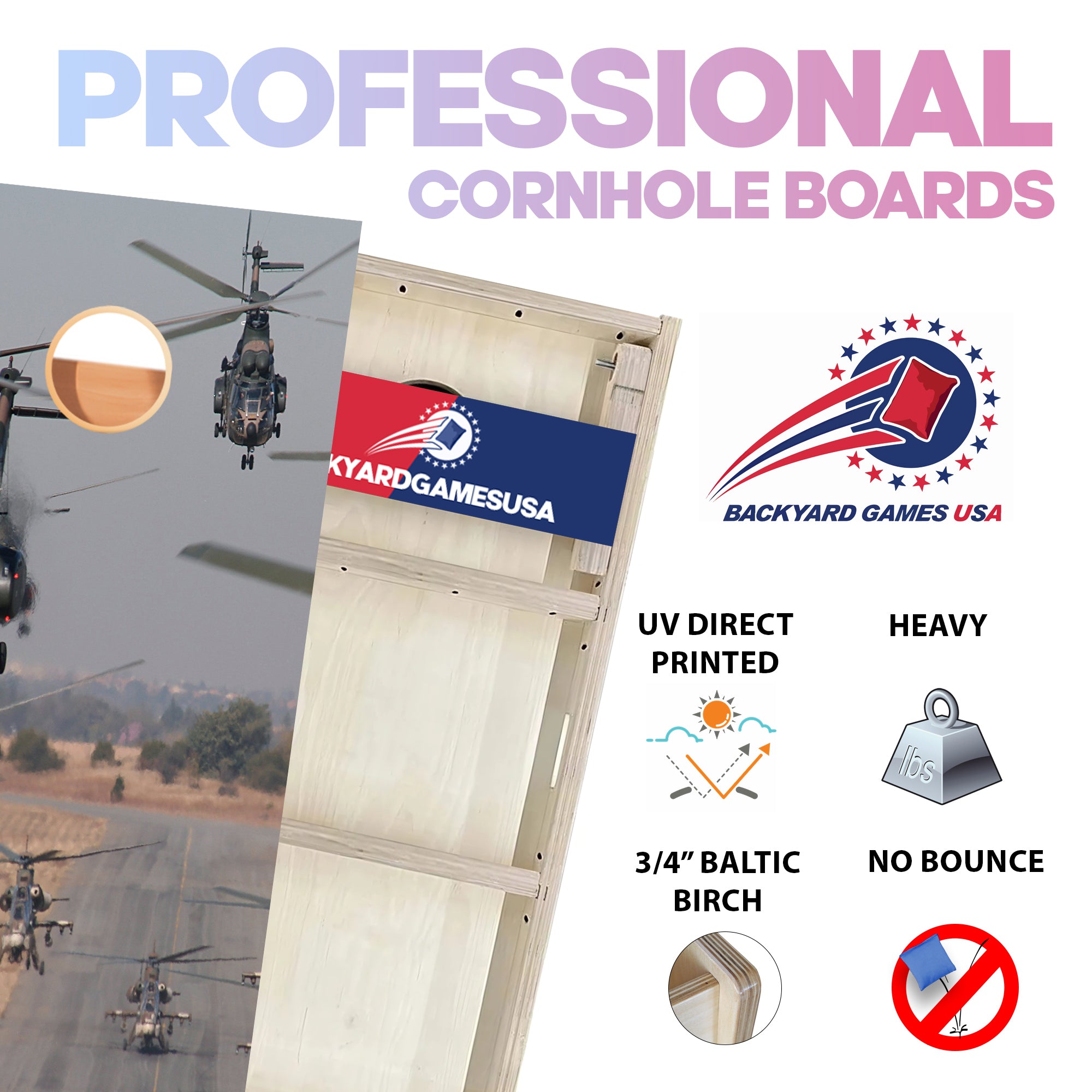 Fleet of Chopper Professional Cornhole Boards