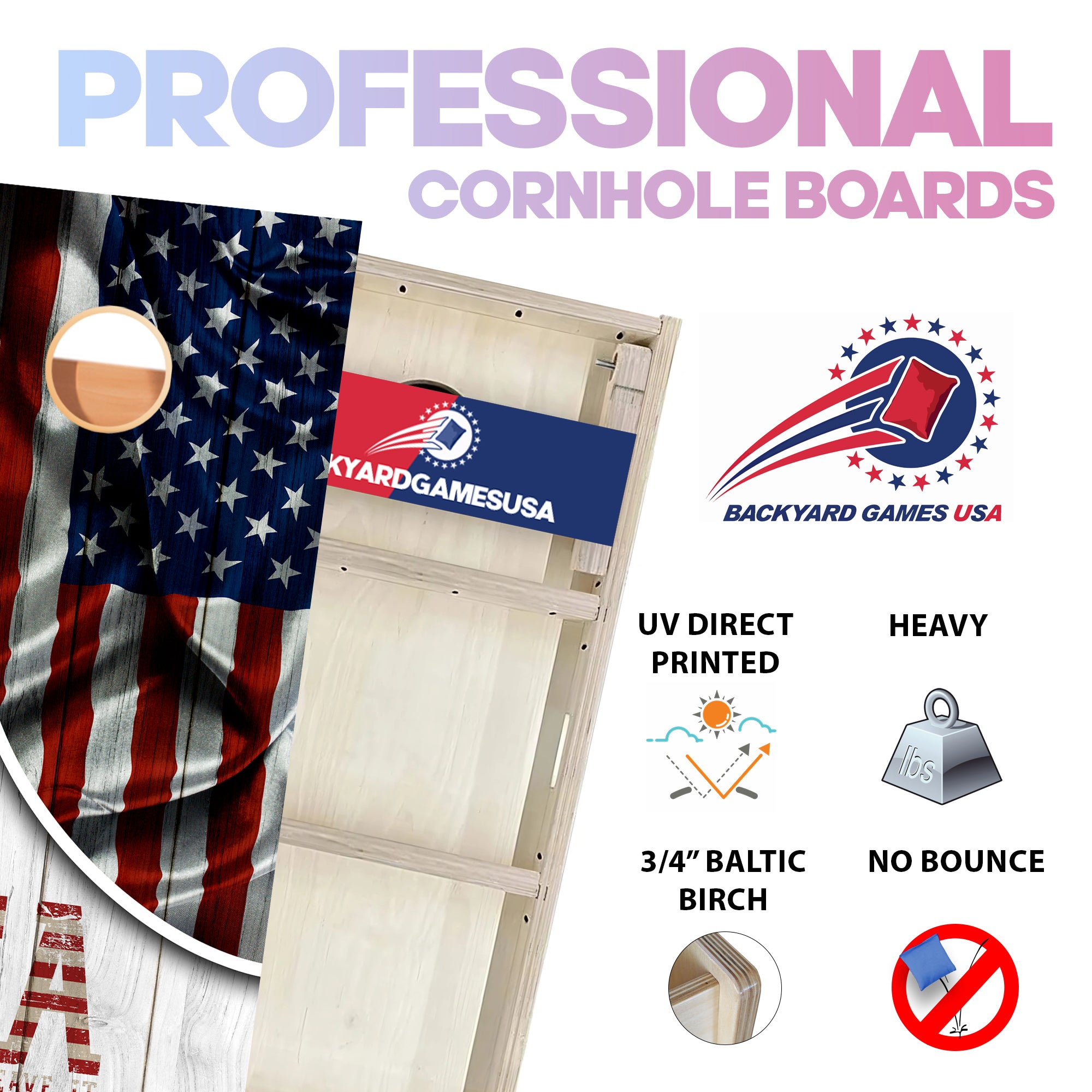 USA Split Flag Professional Cornhole Boards
