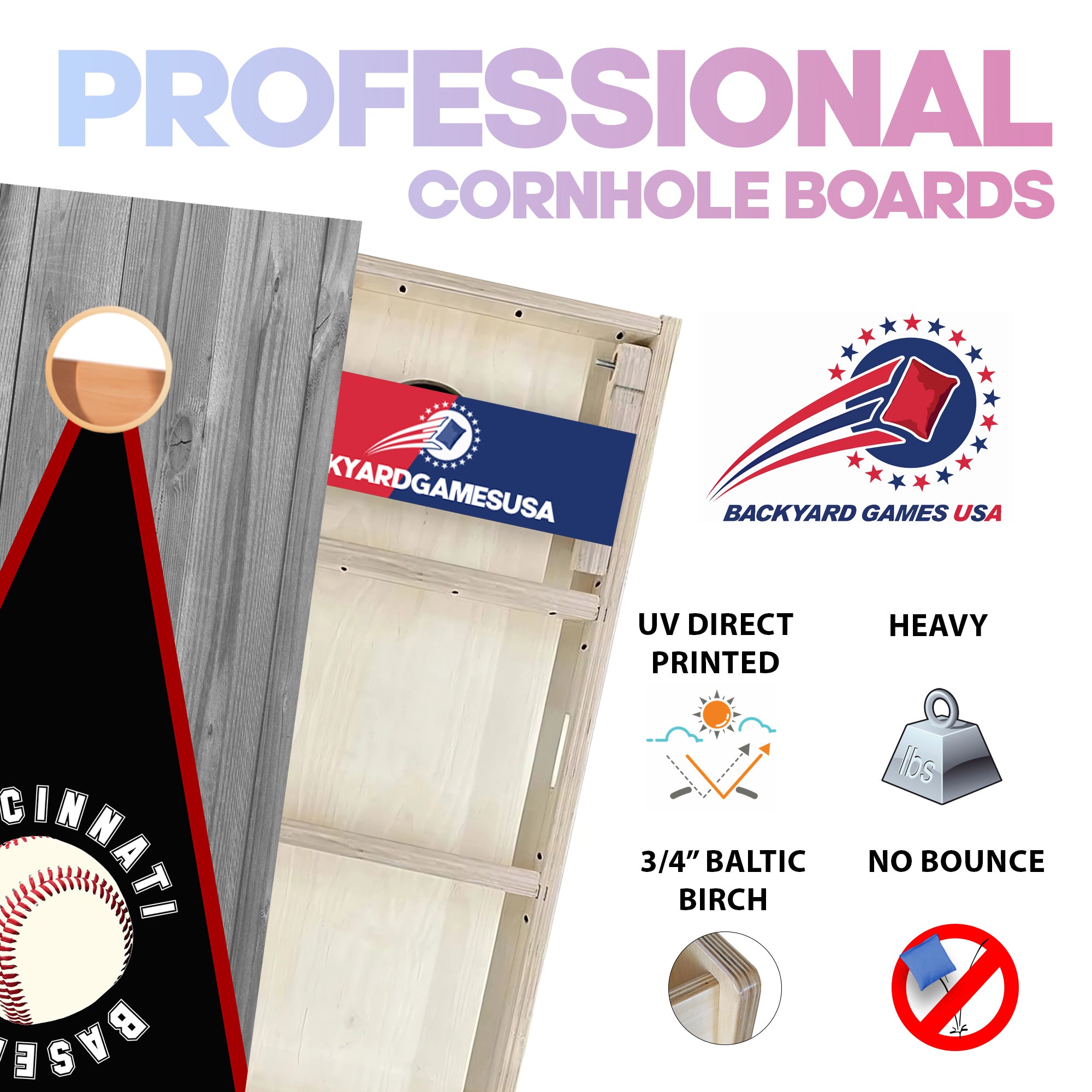 Cincinnati Baseball Professional Cornhole Boards