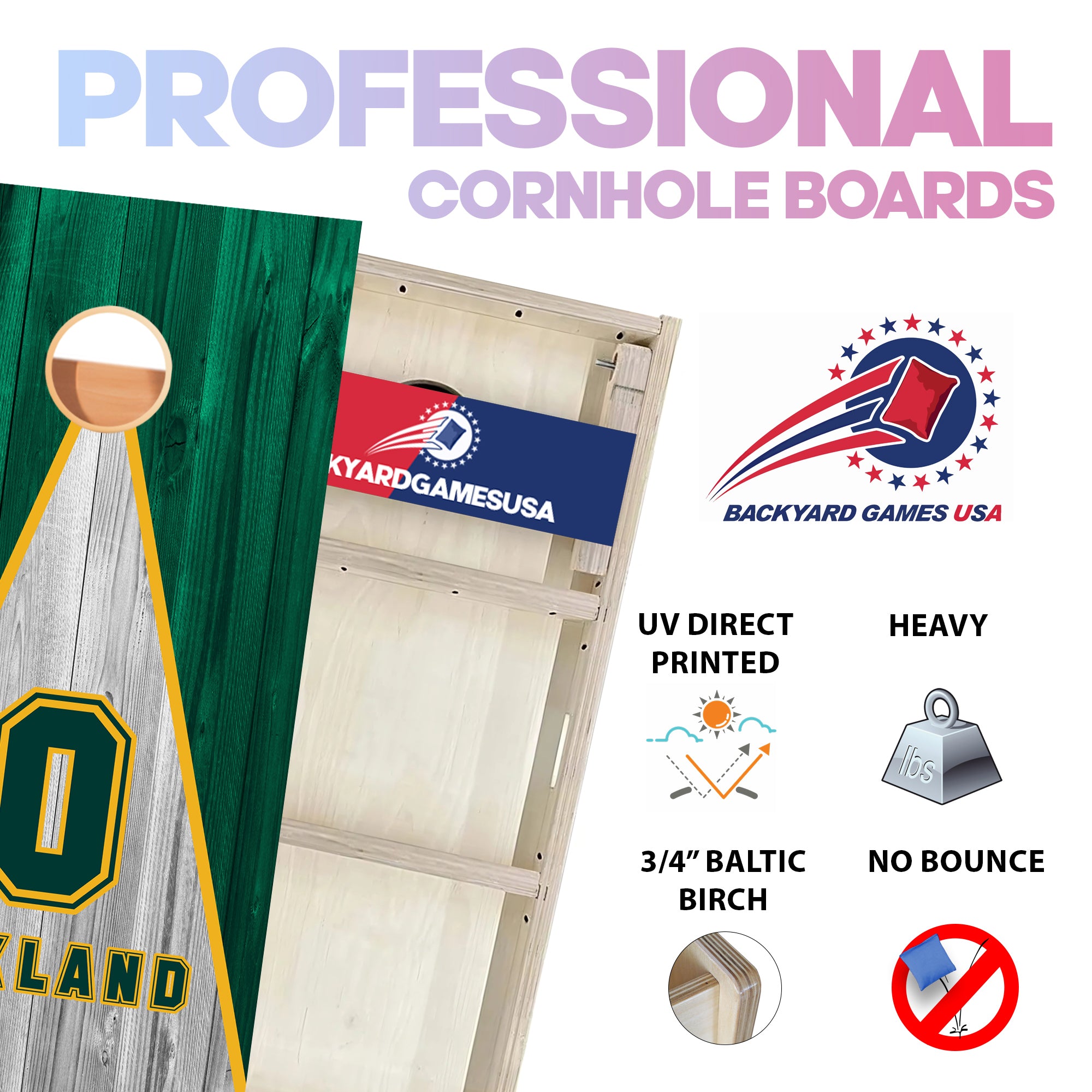 Oakland Baseball Professional Cornhole Boards