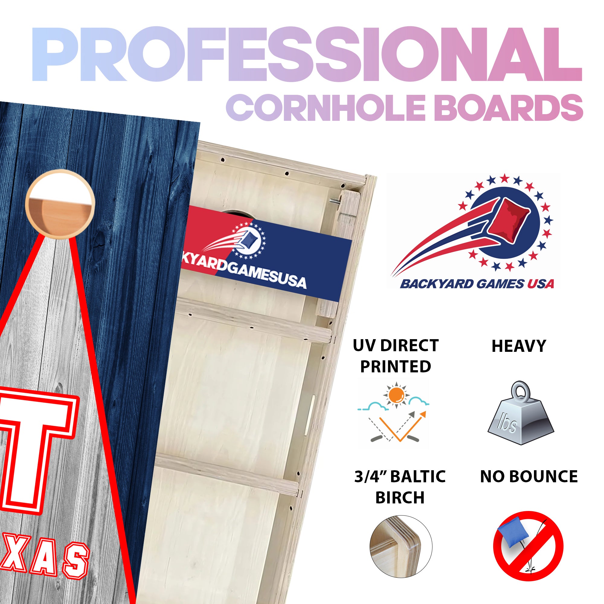 Texas Baseball Professional Cornhole Boards