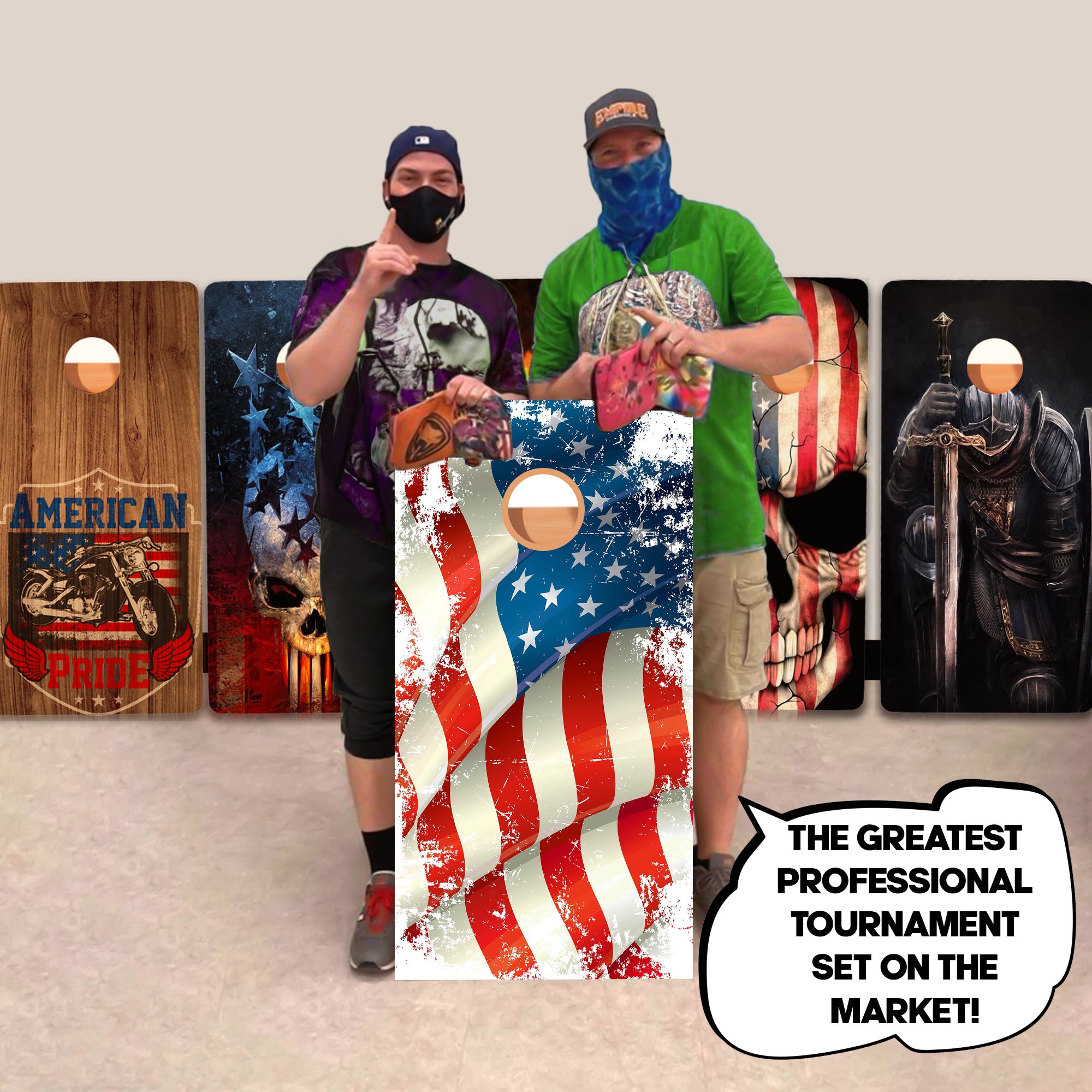 White Distressed Flag Professional Cornhole Boards