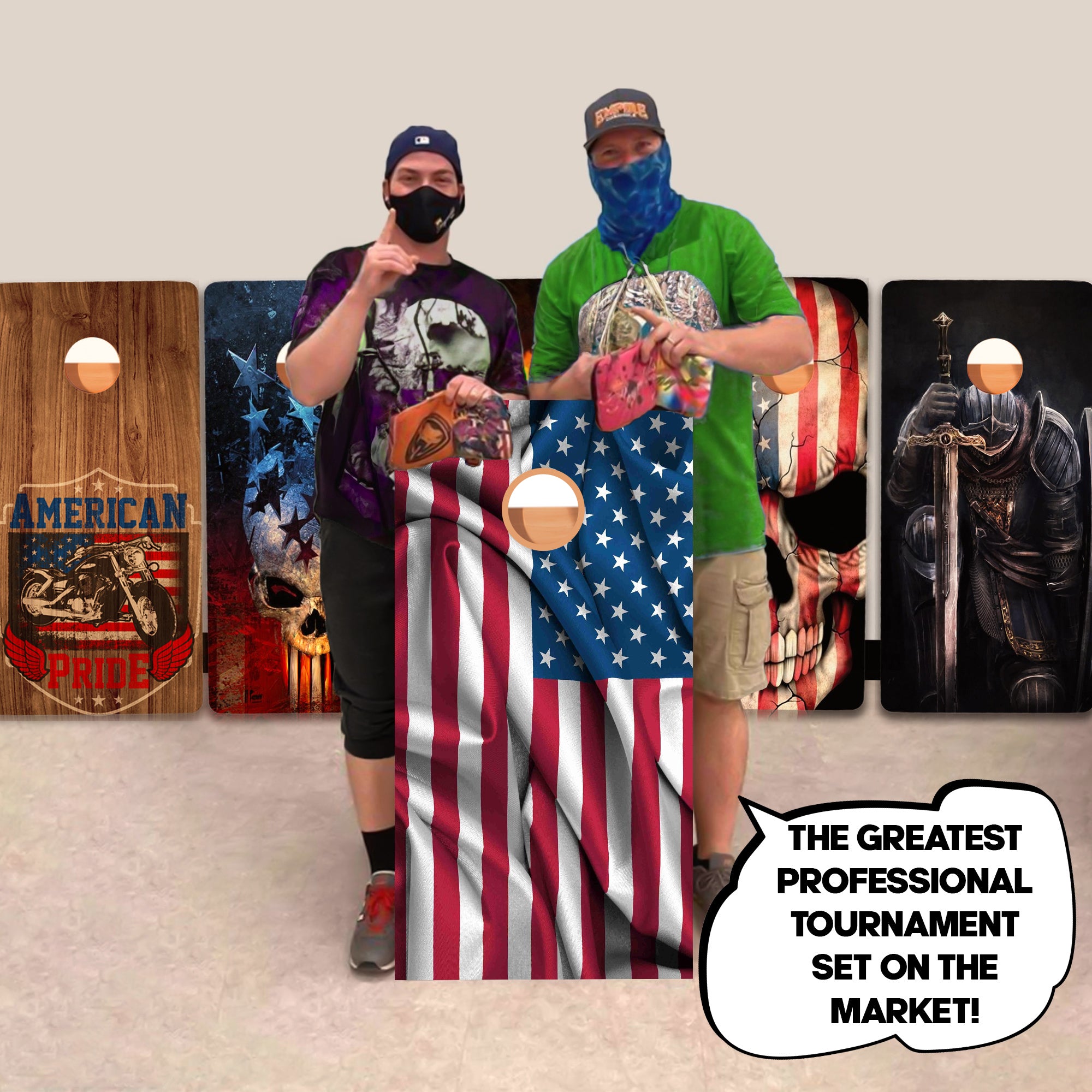 Windy USA Flag Professional Cornhole Boards