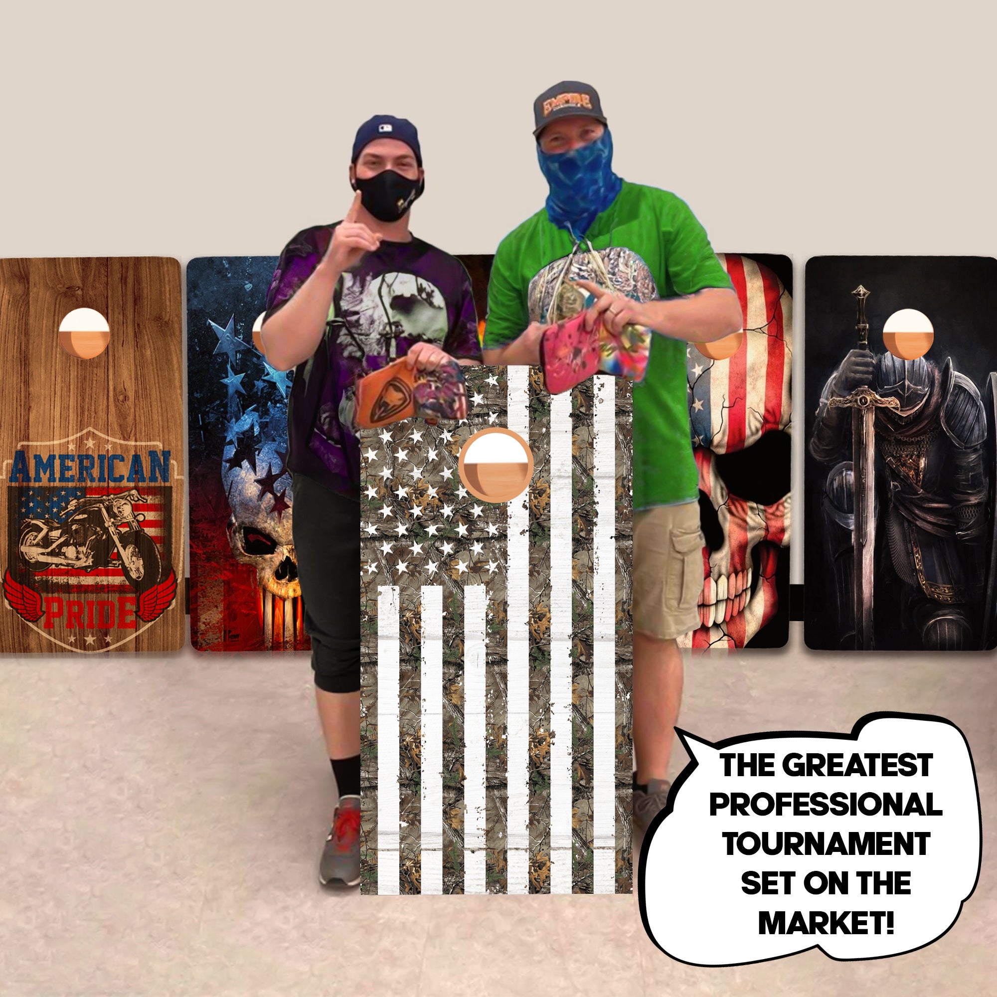 Camo Flag Professional Cornhole Boards