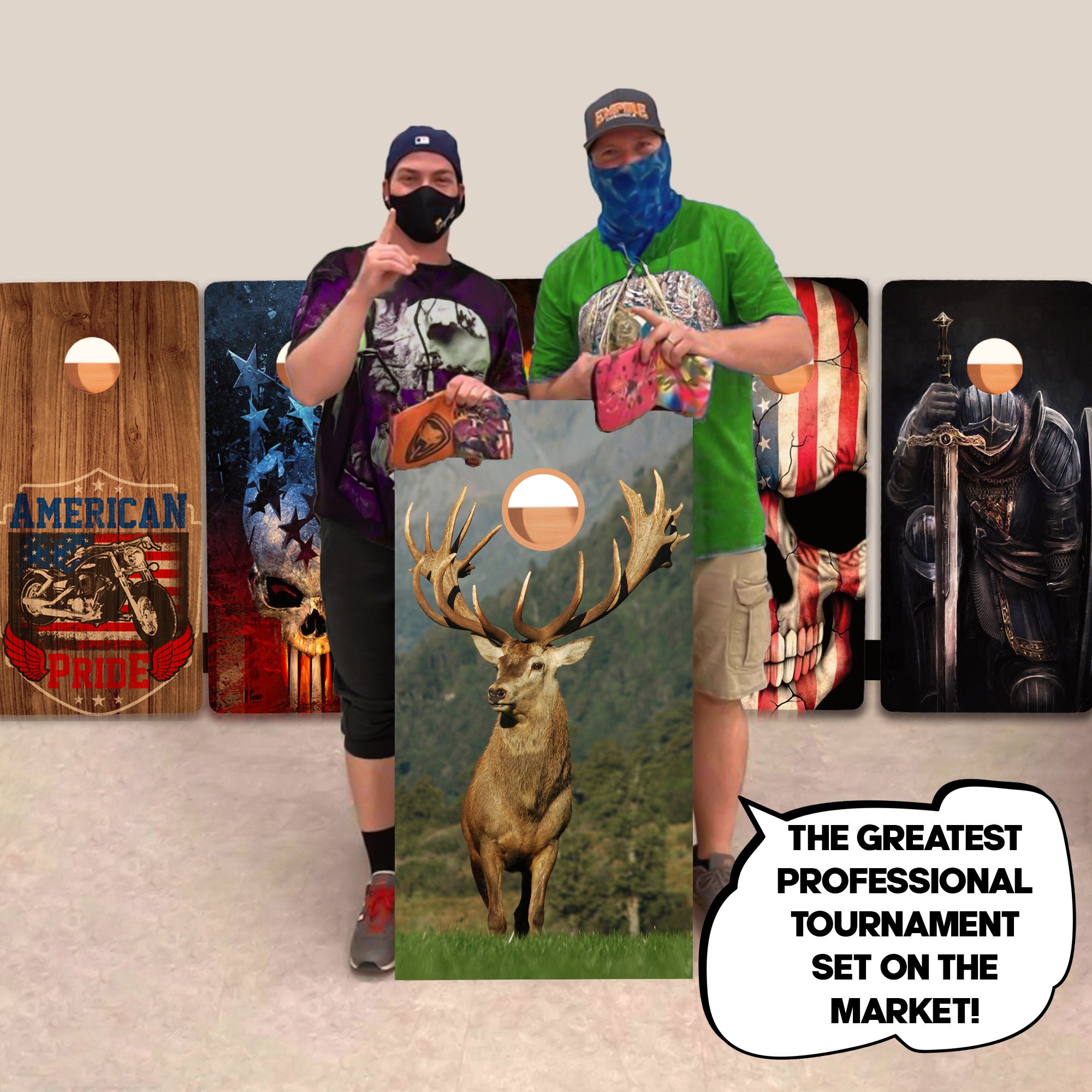 Deer On Grass Professional Cornhole Boards