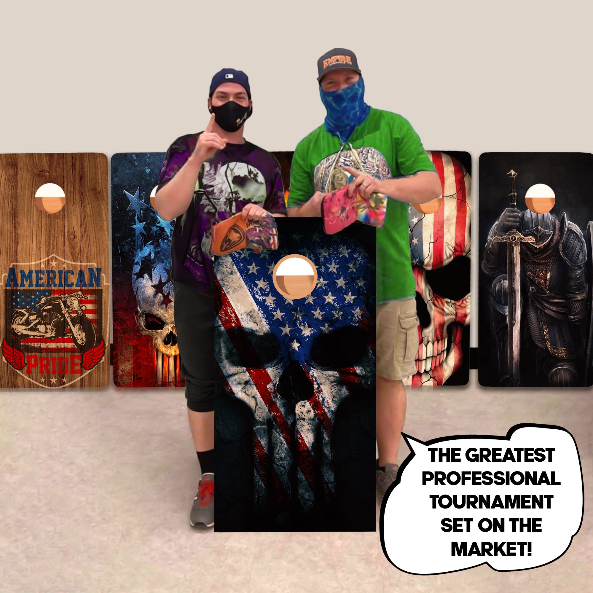 Punisher Red Blue Skull Professional Cornhole Boards