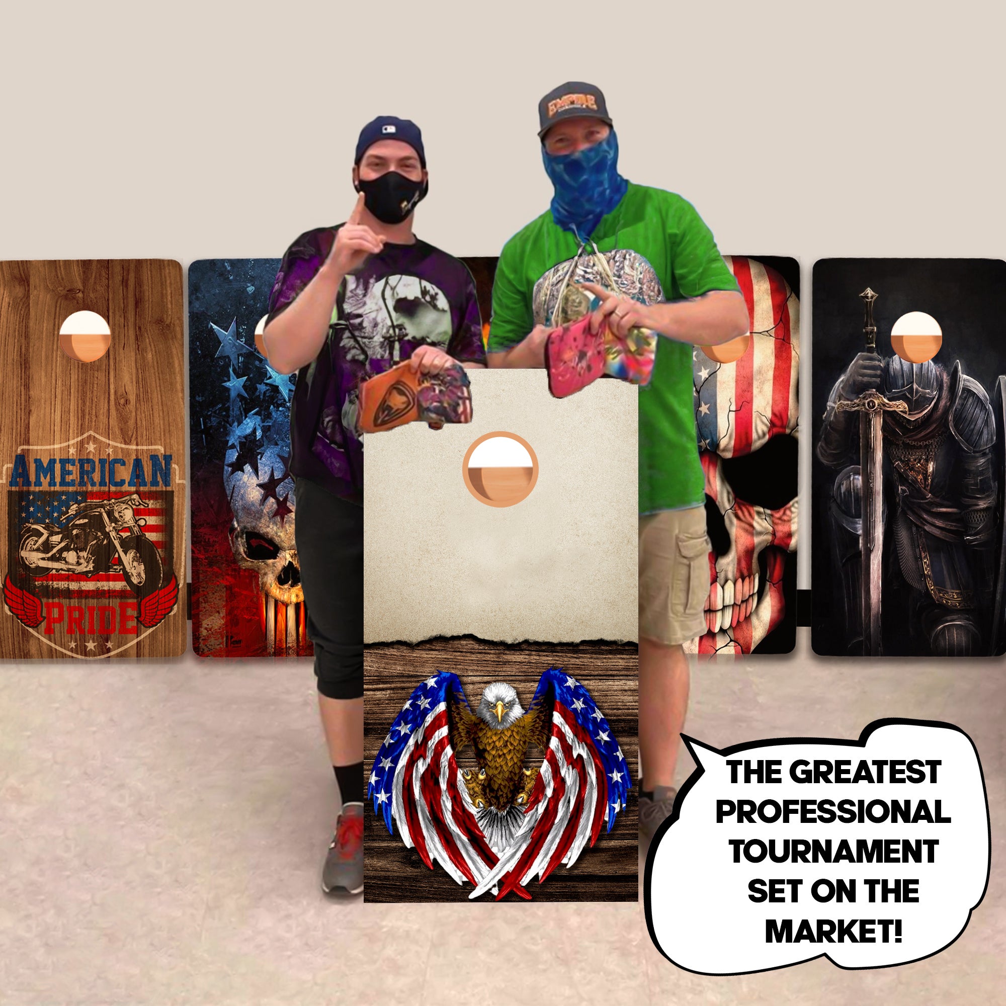 Split Wood American Eagle Professional Cornhole Boards