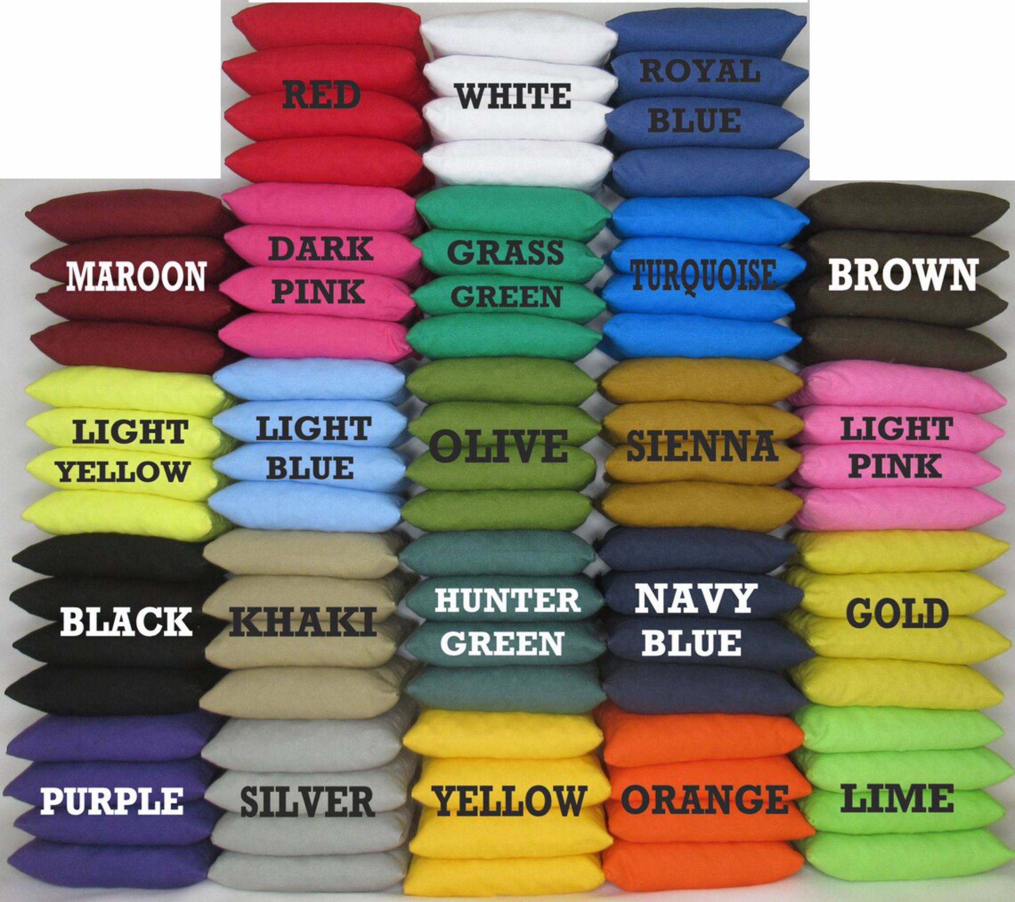 Solid Color Cornhole Bags - Set of 8 Bags